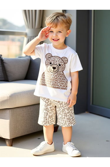 Kids 2pcs Graphic Print Short Sleeve T-Shirt and Shorts