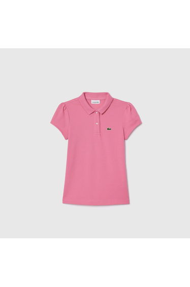 Lacoste Juniors Scalloped Collar Mini Polo Shirt in Pink