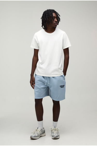 Regular Fit High Build Printed Jersey Short - dusty blue