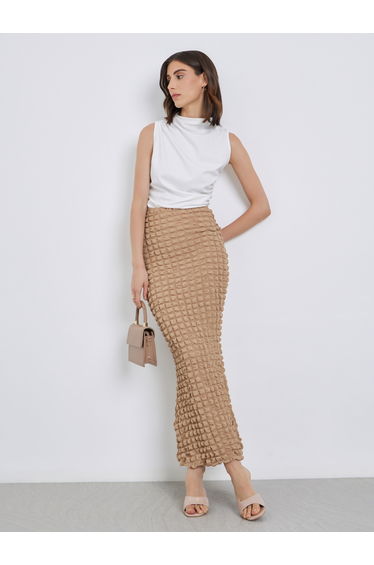 Women Textured Bodycon Maxi Skirt