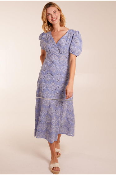 Broderie Anglaise Puff Sleeve Midaxi Dress