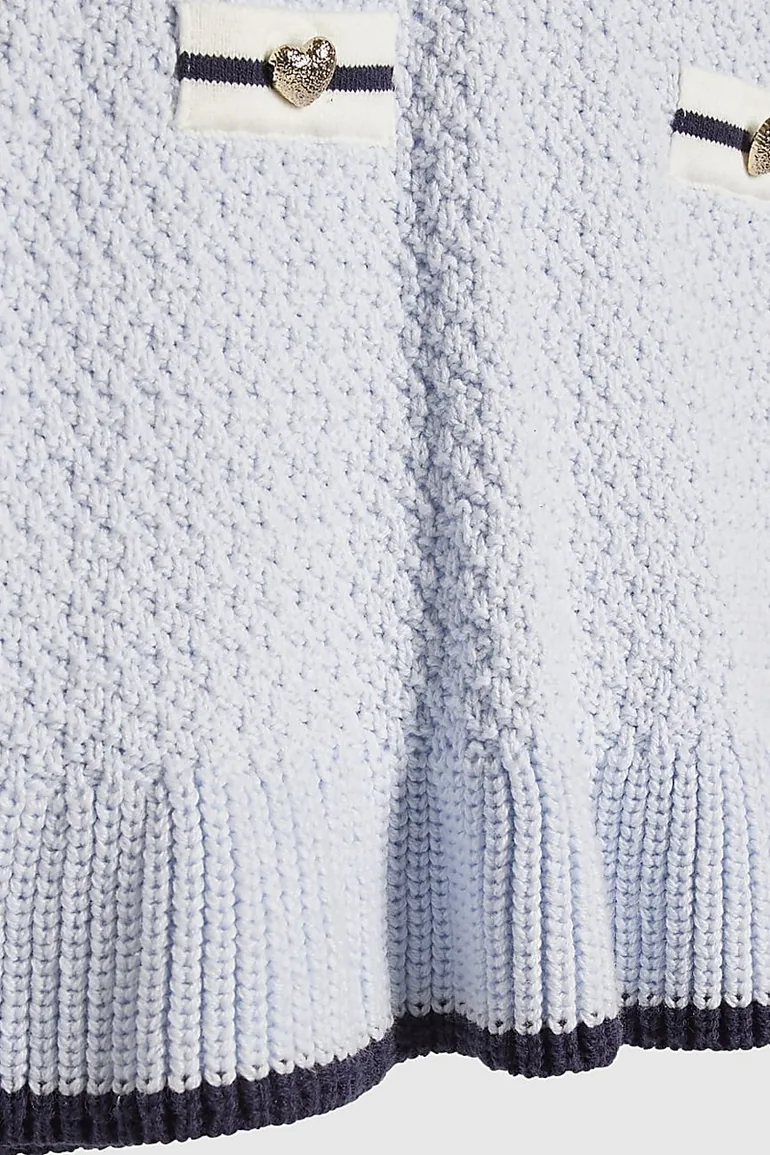 Mini Girls Blue Boucle Dress - 2