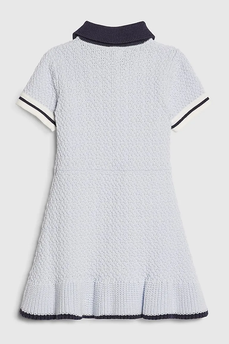 Mini Girls Blue Boucle Dress - 3