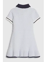 Mini Girls Blue Boucle Dress - 3