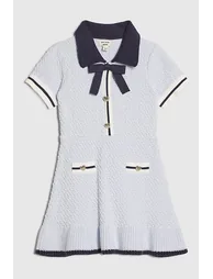 Mini Girls Blue Boucle Dress