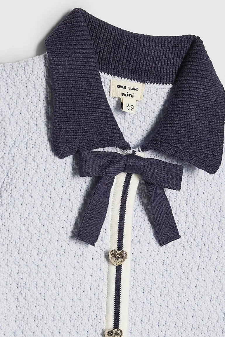 Mini Girls Blue Boucle Dress - 1