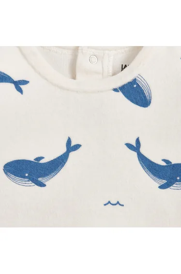 Pack of 2 Whale Print Velour Pyjamas with Feet