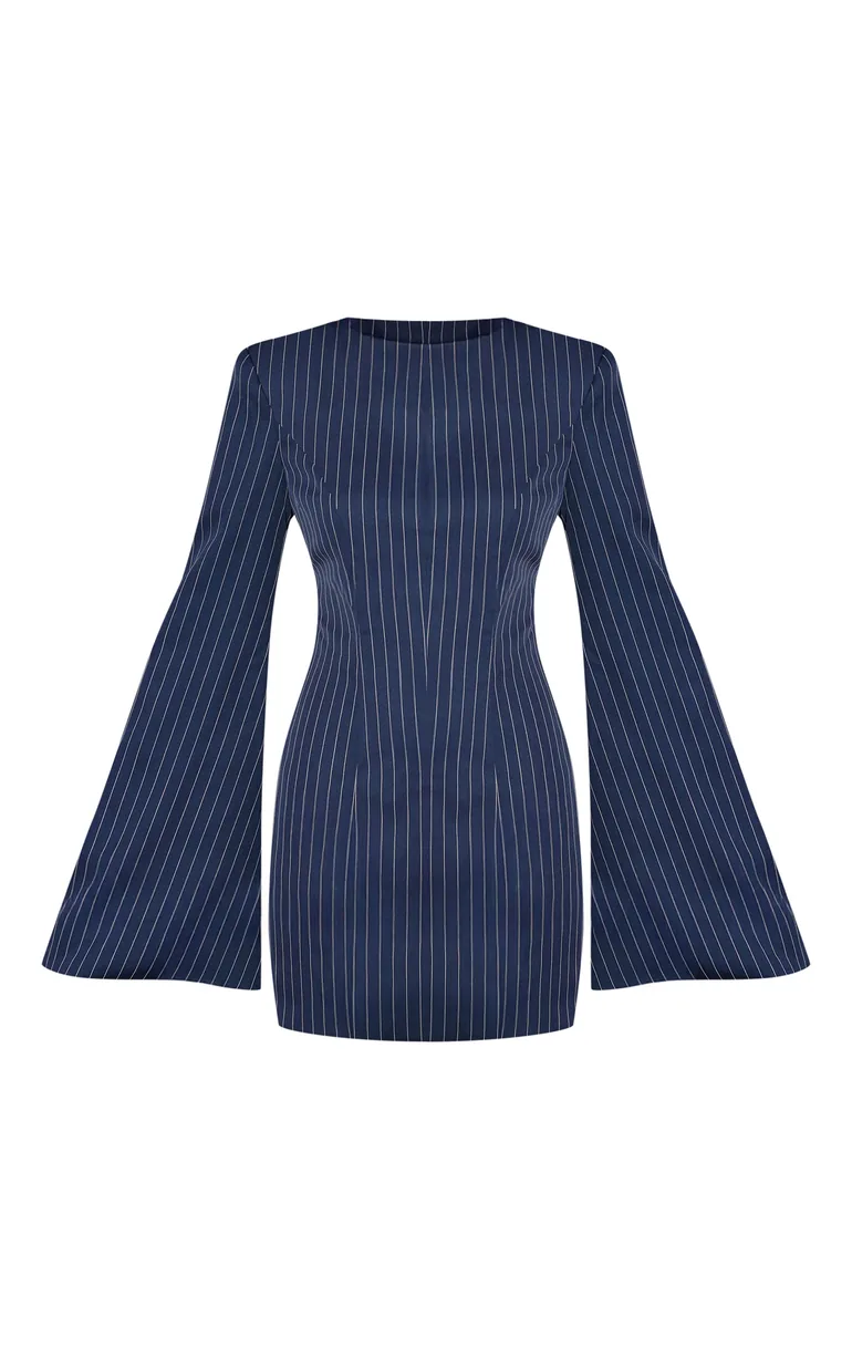 knee length dresses for ladies Lockie Pinstripe Mini Dress in Navy main image 1