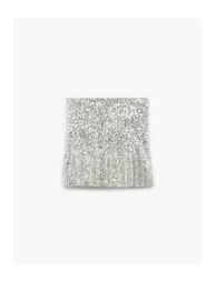 Lined Sequined Flared Mini Skirt - 3