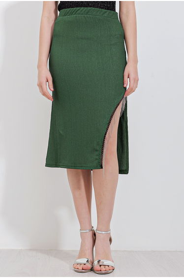 BDART Textured Midi Skirt with Chain Detail