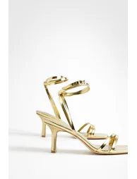 Wide Fit Double Strap Flat Heel Sandals - gold - 2
