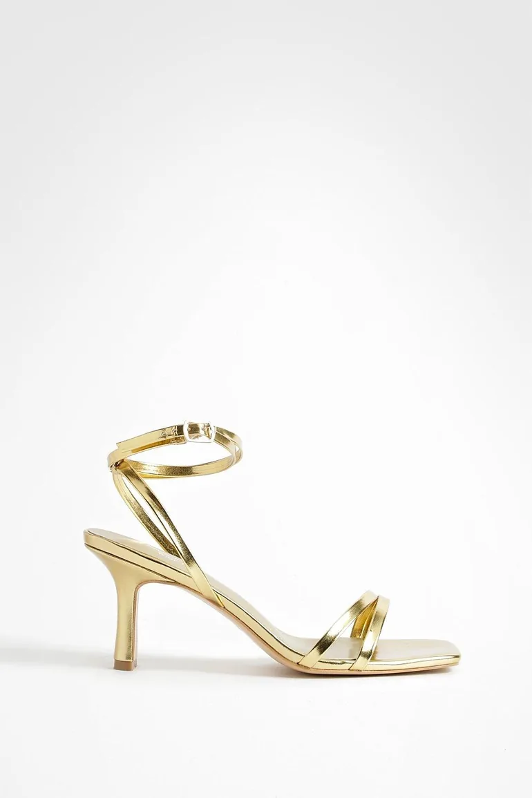 Wide Fit Double Strap Flat Heel Sandals - gold - 1
