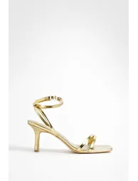 Wide Fit Double Strap Flat Heel Sandals - gold - 1