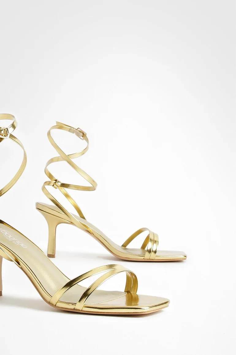 Wide Fit Double Strap Flat Heel Sandals - gold - 3