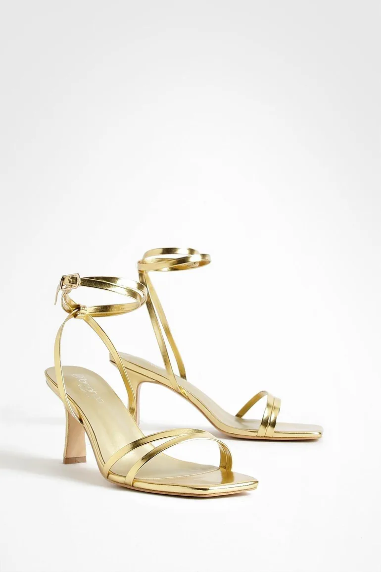 Wide Fit Double Strap Flat Heel Sandals - gold