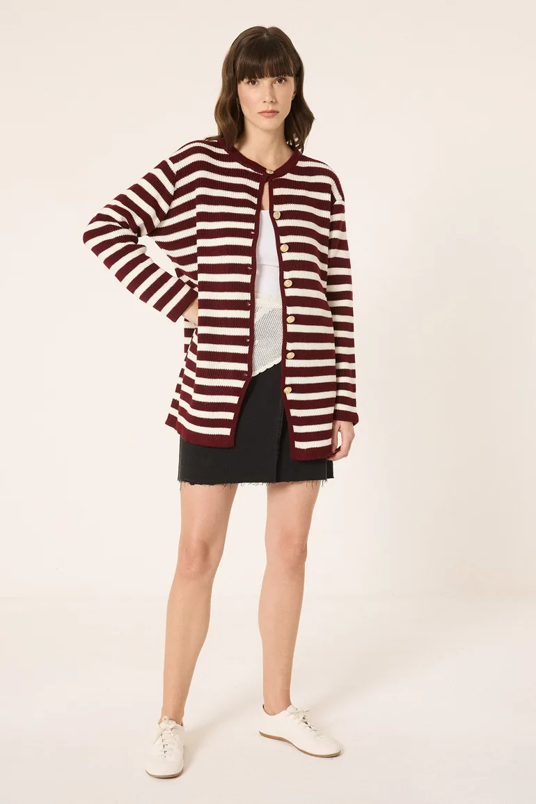STRIPED CARDIGAN WITH GOLD BUTTONS