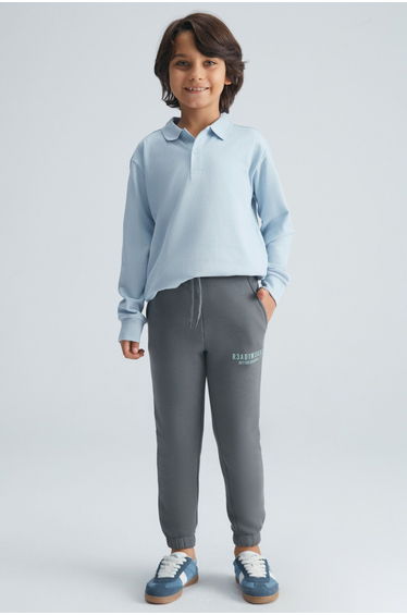 MIKE Boy Cotton-Polyester Gray Tracksuit Bottoms