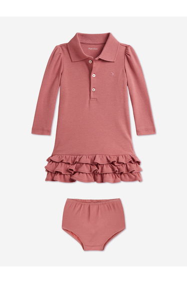 Ralph Lauren Baby Girls Logo Polo Dress in Pink