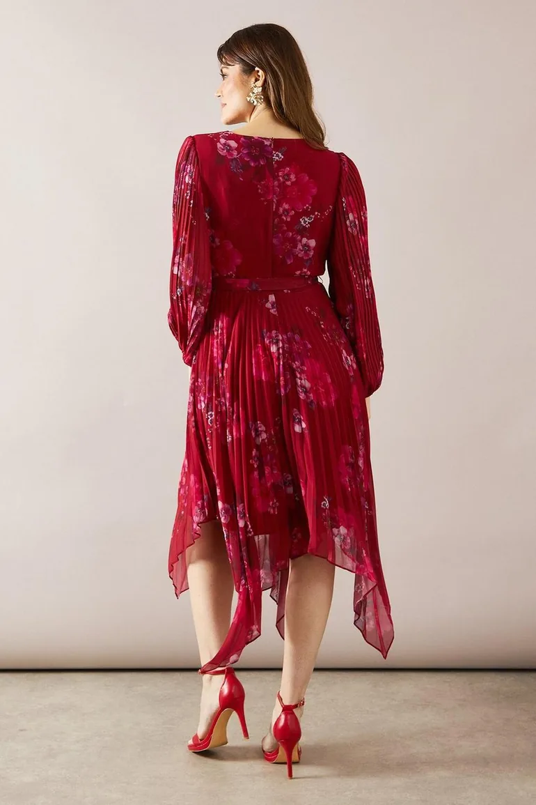 Pleated Asymmetric Wrap Dress - 2