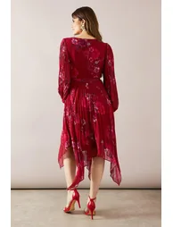 Pleated Asymmetric Wrap Dress - 2