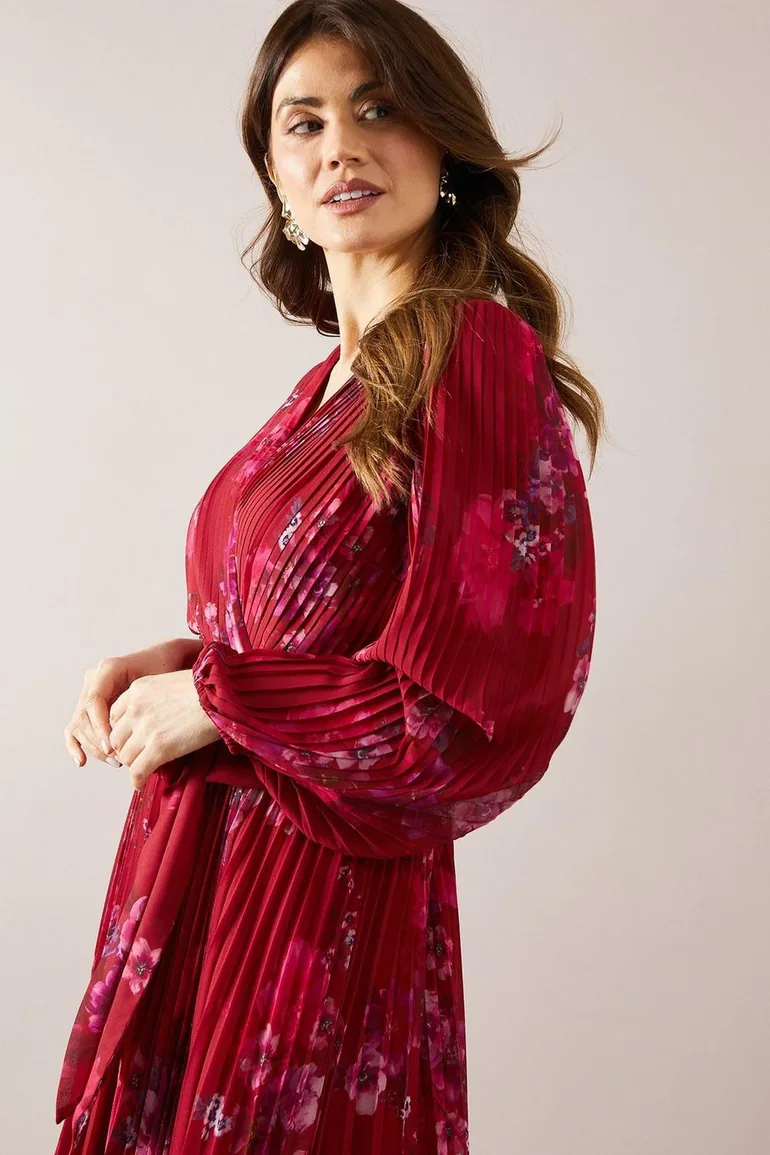 Pleated Asymmetric Wrap Dress - 3