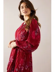 Pleated Asymmetric Wrap Dress - 3