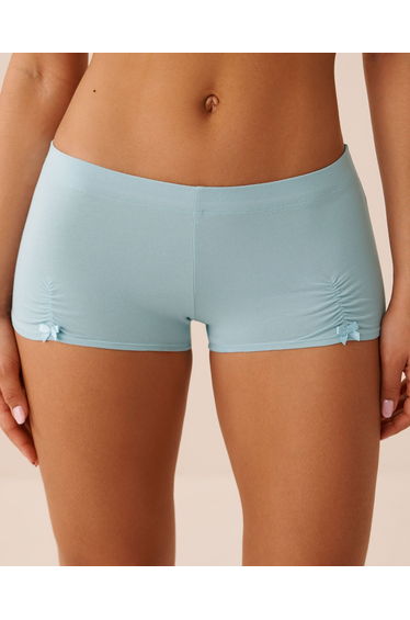 Bow & Ruched Cotton Boyshort Panty