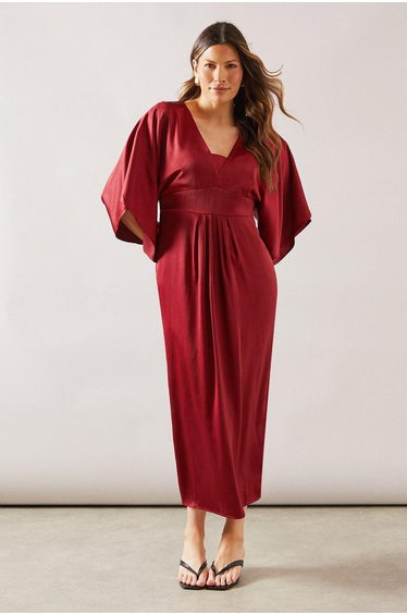 Satin Cape Sleeve Dress