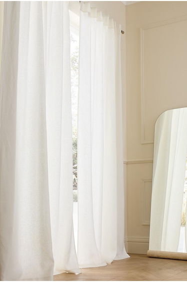 Private Curtain in Lined Washed Linen with Concealed Tabs
