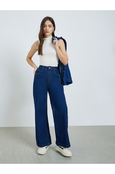 Women Wide Leg Panelled Jeans
