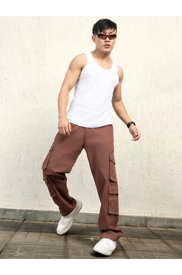 Loose Fit Mid Rise Double Flap Cargo Pants