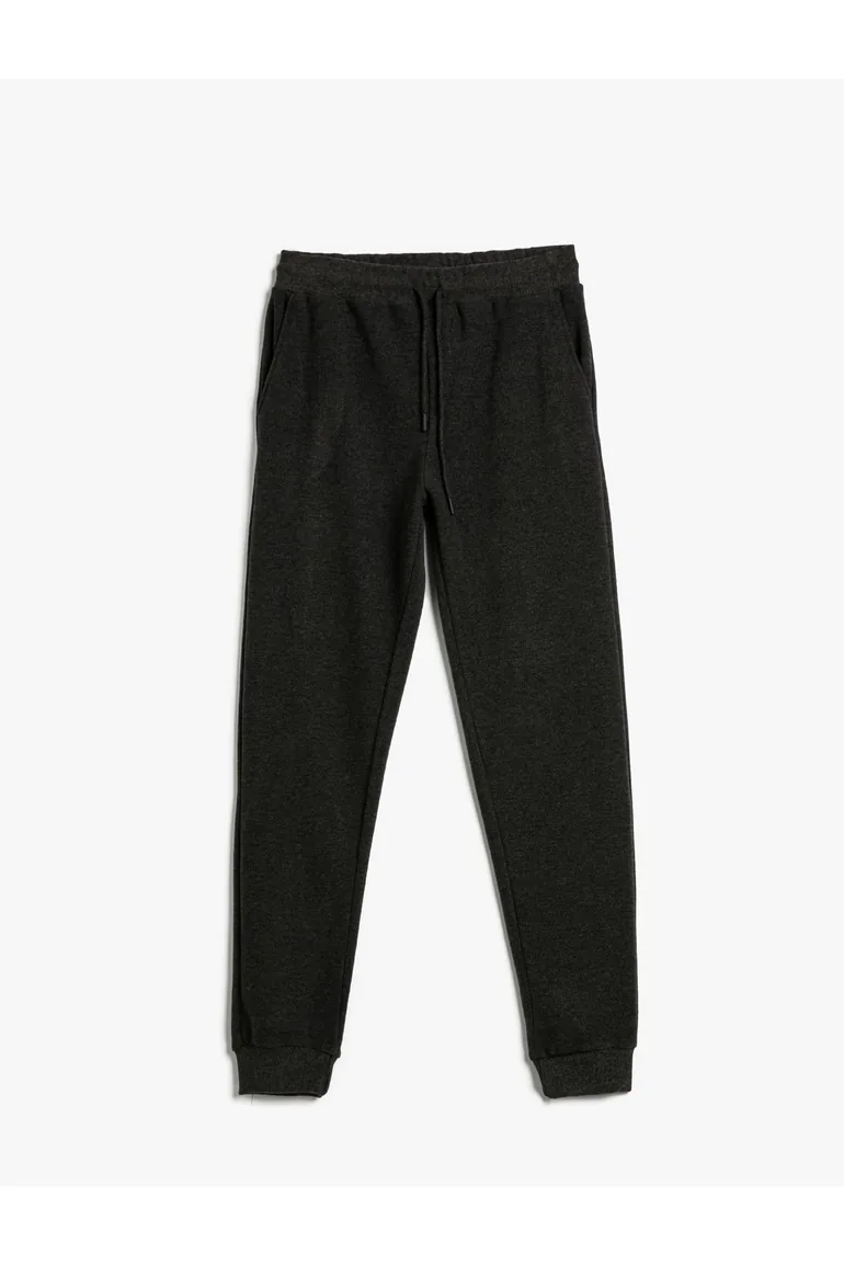 Jogger Sweatpants with Lace Waist and Pocket Detail - 2