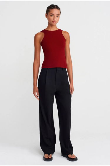 Dilvin Fitted Ribbed Sleeveless Blouse