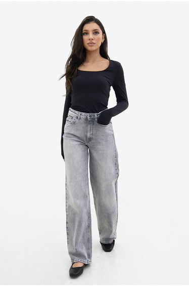 Gray wide leg jeans