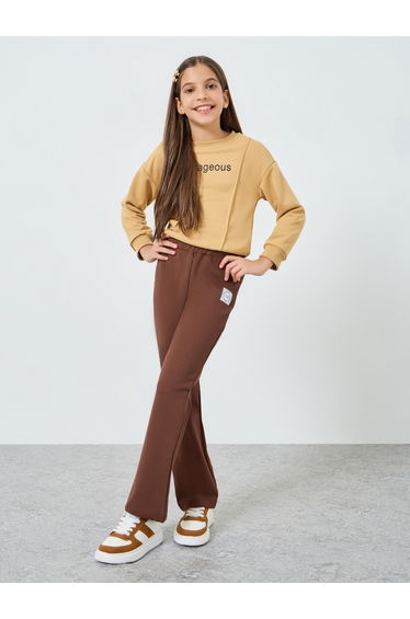Teens Badge Detail Elastic Waist Leggings