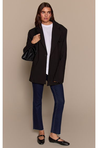 Indigo Cropped Raw Hem Straight Leg Jeans