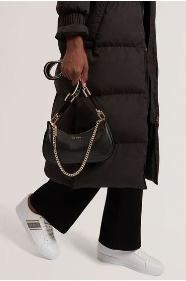 Laarna Webbing Small Leather Shoulder Bag Black
