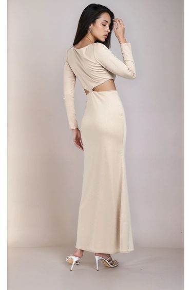 Mink Slinky Embellished Maxi Dress by Chloe Lewis