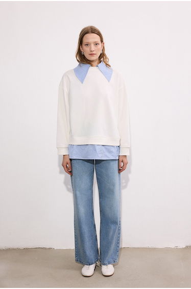 CONTRAST STRIPED SWEATSHIRT