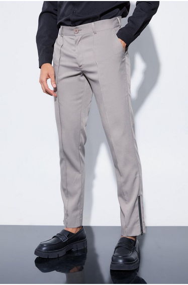 Slim Fixed Waist Tailored Trouser - grey