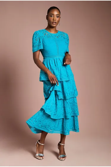 Tiered Lace Midi Dress