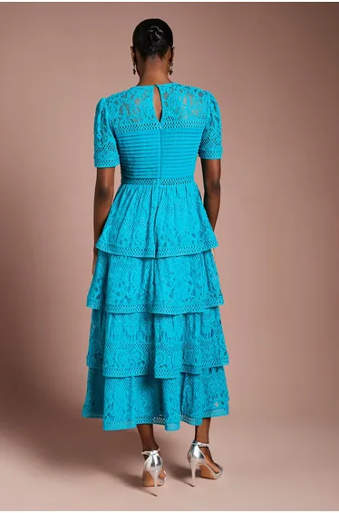Tiered Lace Midi Dress