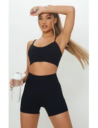 Black Basic Seamless Padded Sports Bra
