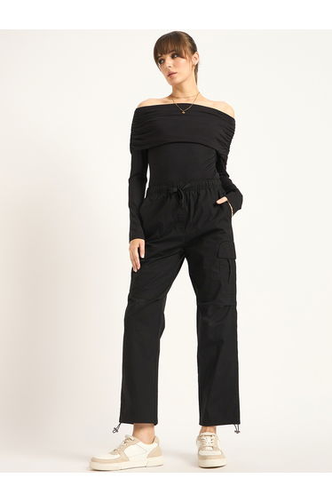Mid Rise Regular Fit Drawstring Cargo Pants