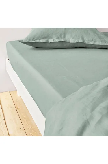 شرشف سرير كتان مغسول بحواف مطاطية