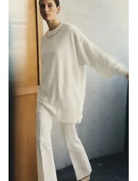 SWEATER WITH PEARL COLLAR - 4