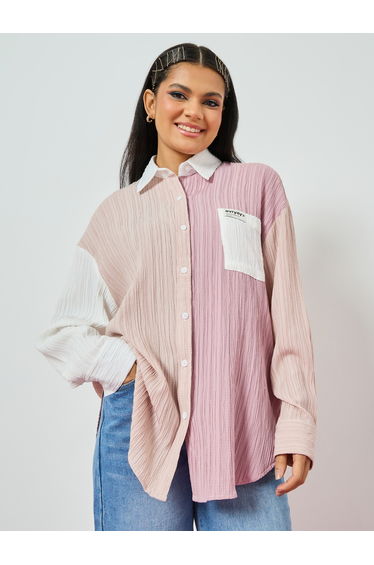 Drop Shoulder Textured Oversized Shirt