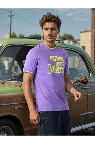 Men Purple Boxy Fit Graphic T-Shirt