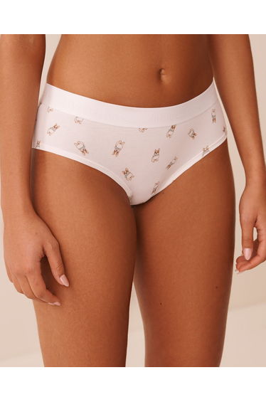 Cotton and Logo Elastic Band Hiphugger Panty