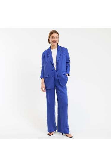 Tencelâ¢ Long Straight-Cut Blazer